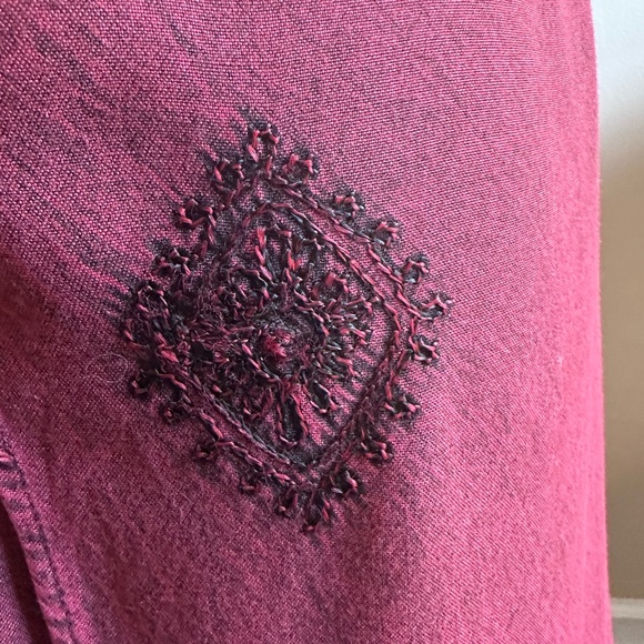 Soft Surroundings Red Embroidered Wrap Pants Wide Leg Palazzo PL Large Petite - Picture 10 of 12